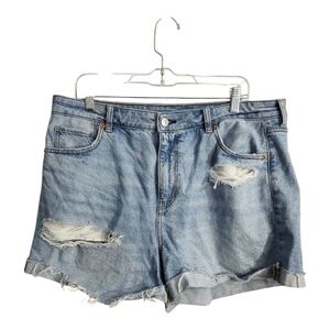 American Eagle Plus Size Mom Strigid Cuffed Destructed Festival Beach Shorts‎ 16